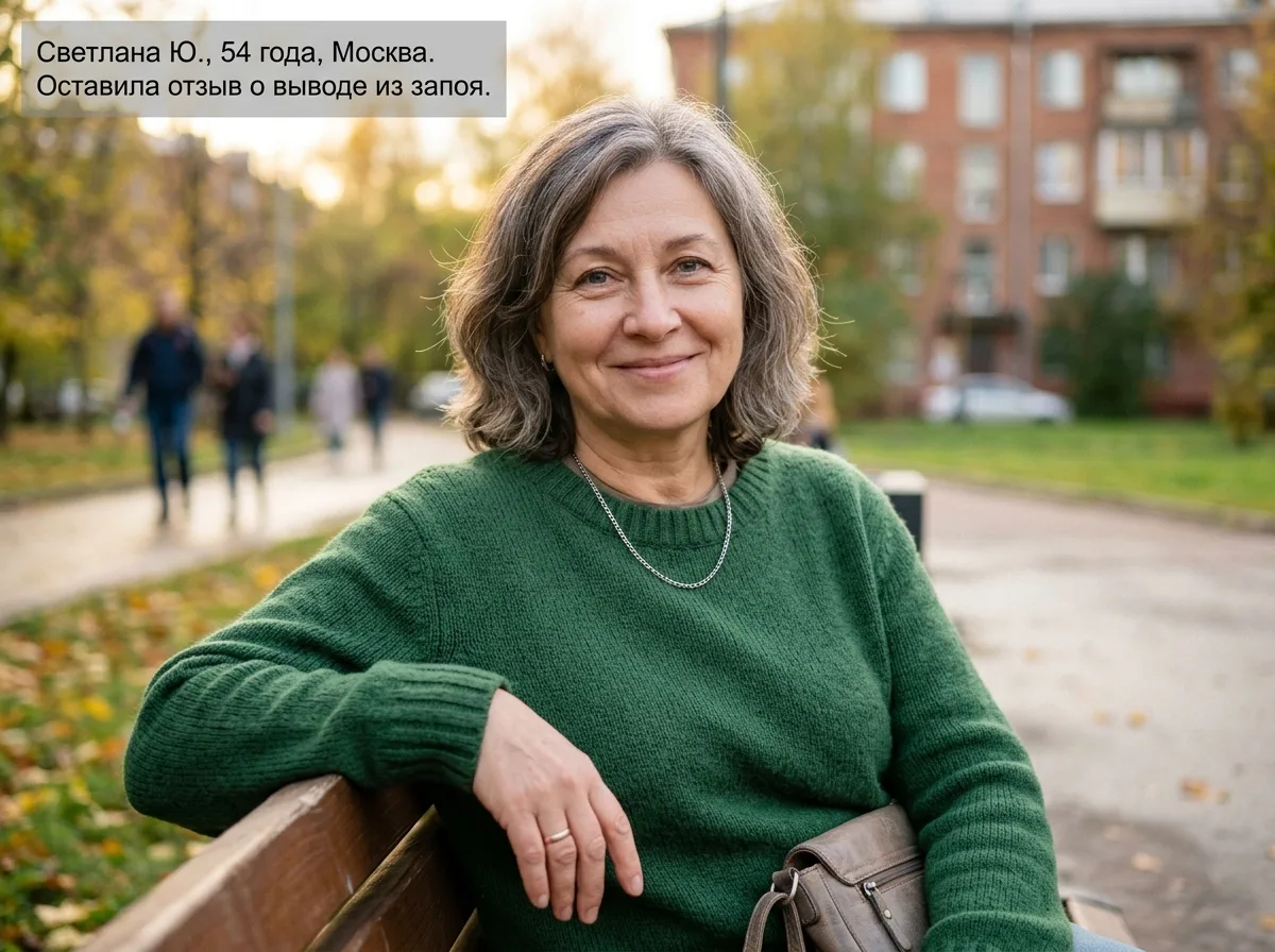 Аватар пациентки Светлана Ю., 54 года, Москва, оставила отзыв о выводе из запоя